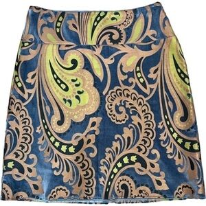 Sevier Skirts Paisley Metallic and Velour Mid Length Skirt